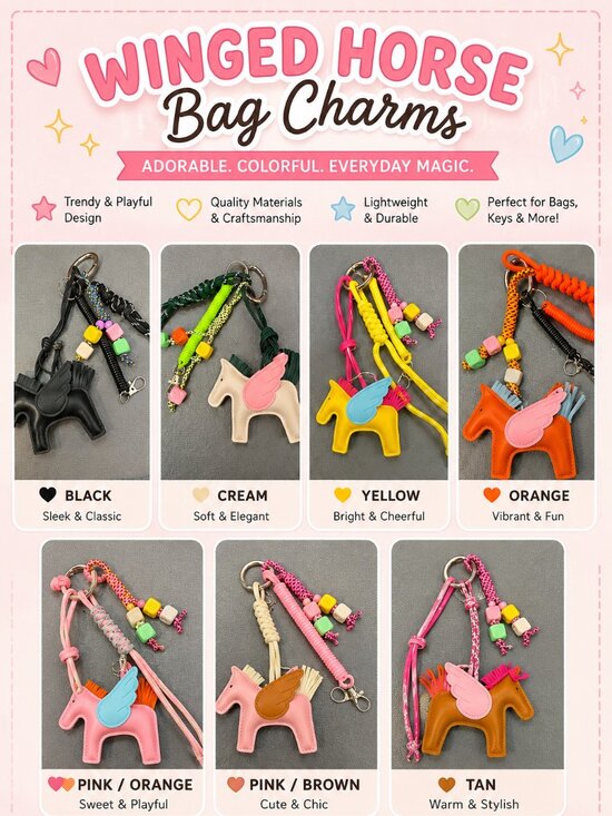 Accessories - Pegasus Winged Horse Bag Charms-Key Ring*Pick out color